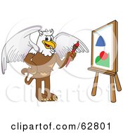 Poster, Art Print Of Griffin Character School Mascot Painting A Canvas