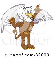 Poster, Art Print Of Griffin Character School Mascot Pointing Up