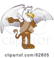 Poster, Art Print Of Griffin Character School Mascot Pointing Left