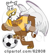 Poster, Art Print Of Griffin Character School Mascot Playing Soccer