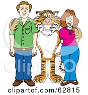 Tiger Character School Mascot With Teachers Or Parents