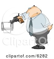 Poster, Art Print Of Mad Man Pointing A Gun At Toilet Paper Roll