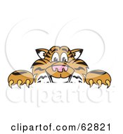 Tiger Character School Mascot Behind A Blank Sign by Toons4Biz