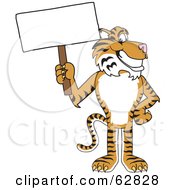Tiger Character School Mascot With A Blank Sign