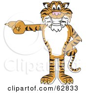 Tiger Character School Mascot Pointing Left by Mascot Junction