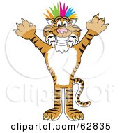 Tiger Character School Mascot Punk With Colorful Hair by Mascot Junction