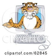 Poster, Art Print Of Tiger Character School Mascot In A Computer