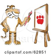 Tiger Character School Mascot Painting A Canvas by Toons4Biz