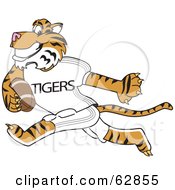 Poster, Art Print Of Tiger Character School Mascot Playing Football