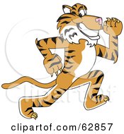 Royalty Free RF Clipart Illustration Of A Tiger Character School Mascot Running