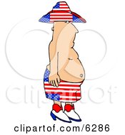 Redneck Cowboy Wearing American Colors On Independence Day Clipart Picture by djart