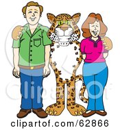 Poster, Art Print Of Cheetah Jaguar Or Leopard Character School Mascot With Teachers Or Parents