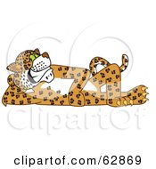 Royalty Free RF Clipart Illustration Of A Cheetah Jaguar Or Leopard Character School Mascot Reclined