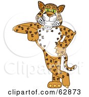 Royalty Free RF Clipart Illustration Of A Cheetah Jaguar Or Leopard Character School Mascot Leaning