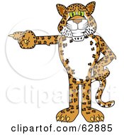 Poster, Art Print Of Cheetah Jaguar Or Leopard Character School Mascot Pointing Left