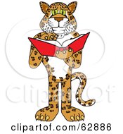 Poster, Art Print Of Cheetah Jaguar Or Leopard Character School Mascot Reading