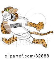 Poster, Art Print Of Cheetah Character School Mascot Playing Football