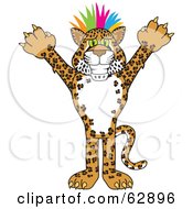 Poster, Art Print Of Cheetah Jaguar Or Leopard Character School Mascot With Colorful Hair