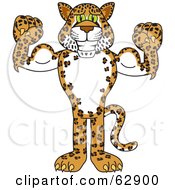 Poster, Art Print Of Cheetah Jaguar Or Leopard Character School Mascot Flexing