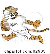 Poster, Art Print Of Jaguar Character School Mascot Playing Football