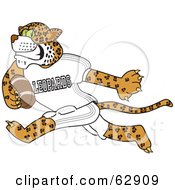 Leopard Character School Mascot Playing Football