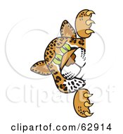 Poster, Art Print Of Cheetah Jaguar Or Leopard Character School Mascot Looking Around A Corner