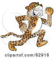 Poster, Art Print Of Cheetah Jaguar Or Leopard Character School Mascot Running