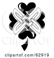 Royalty Free RF Clipart Illustration Of A Black And White Celtic Shamrock Knot by LoopyLand