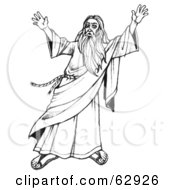 Moses In Black And White Holding Up His Arms