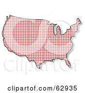 Poster, Art Print Of Red Striped Usa Map