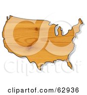 Poster, Art Print Of Pine Wood Textured Usa Map