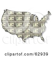 Royalty Free RF Clipart Illustration Of A USA Map With A One Hundred Dollar Bill Pattern