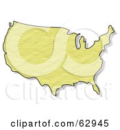 Crinkled Yellow Paper Textured Usa Map