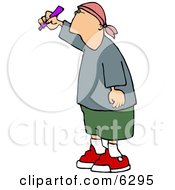 Teenage Boy Writing Graffiti On A Wall Clipart Picture