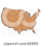 Royalty Free RF Clipart Illustration Of A Plywood Textured USA Map by djart