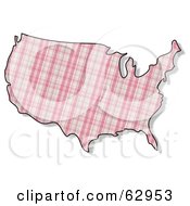 Poster, Art Print Of Pink Plaid Usa Map