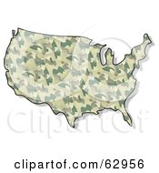Poster, Art Print Of Green Camouflage Usa Map