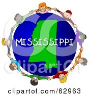 Poster, Art Print Of Children Holding Hands In A Circle Around A Mississippi Globe