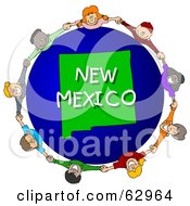 Children Holding Hands In A Circle Around A New Mexico Globe