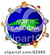 Poster, Art Print Of Children Holding Hands In A Circle Around A North Carolina Globe