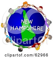 Children Holding Hands In A Circle Around A New Hampshire Globe