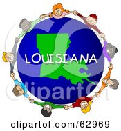 Poster, Art Print Of Children Holding Hands In A Circle Around A Louisiana Globe