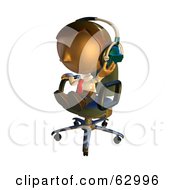 Pete Man Character Sitting In A Chair And Wearing Headphones