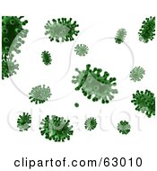 Royalty Free RF Clipart Illustration Of Green 3d Floating Viruses On White by AtStockIllustration