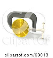 3d Clamp Vice Squeezing A Gold Coin Credit Crunge