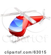 Poster, Art Print Of Red Helicopter With A Big Blue Window