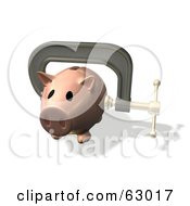 Royalty Free RF Clipart Illustration Of A Piggy Bank Being Squeezed In Vice Grips