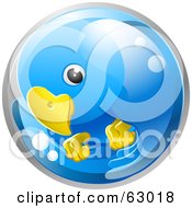 3d Blue Circling Bird In A Bubble