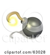 Royalty Free RF Clipart Illustration Of A Burning Yellow Fuse On A 3d Bomb by AtStockIllustration