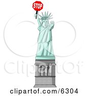 Statue Of Liberty Holding A Stop Sign